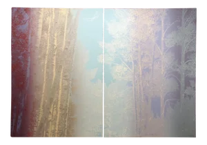 Paula Crane "Opal Aura I & II" Signed Diptych Art Etchings