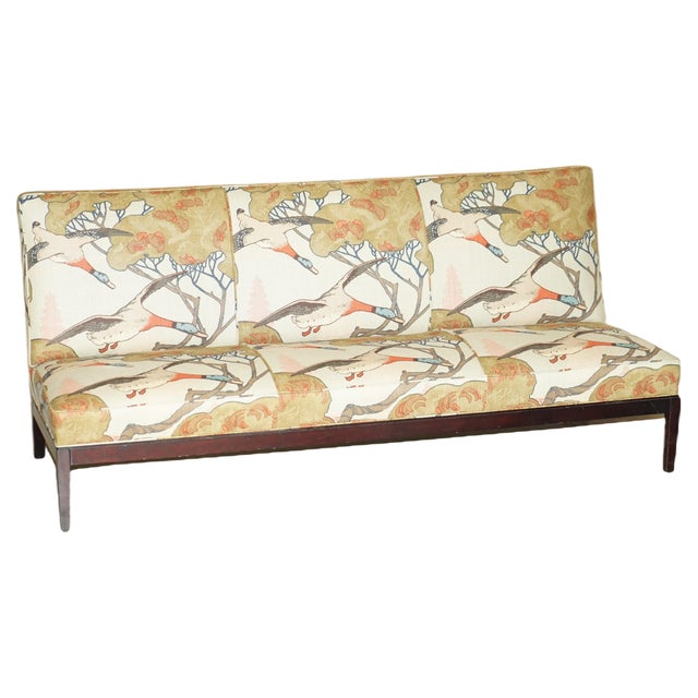 Norris Three Seater Sofa in Mulberry Flying Ducks Fabric from George Smith For Sale