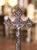 French Early 20th Century French Silvered Iron Altar Crucifix With Fleur-De-Lys Cross For Sale - Image 3 of 7