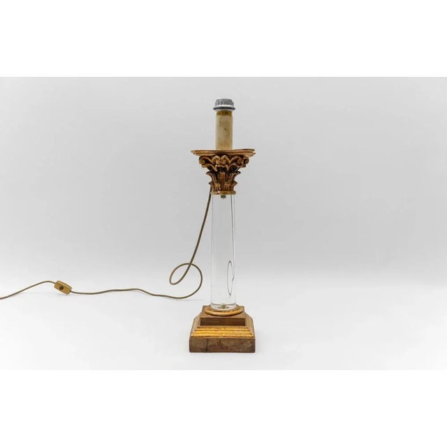 Gold Mid-Century Italian Modern Acrylic & Wood Table Lamp Base, Italy, 1960s For Sale - Image 8 of 8