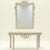 1970s Hollywood Regency Style Italian Carved Ribbon Mirror & Stone Console Table For Sale - Image 5 of 10