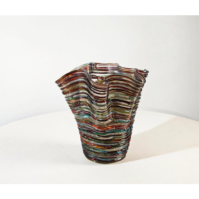 Mid-Century Modern Mid-Century Modern Multicolored Murano Glass Vase by Enrico Cammozzo, Italy, 1980s For Sale - Image 3 of 18