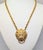 1970s Vintage 1970s Signed Accessocraft Goldtone Lion Doorknocker With Rhinestone Eyes Pendant Necklace For Sale - Image 5 of 9