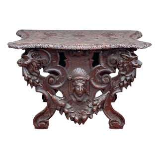 Victorian Italian Carved Walnut Low Lamp Table For Sale