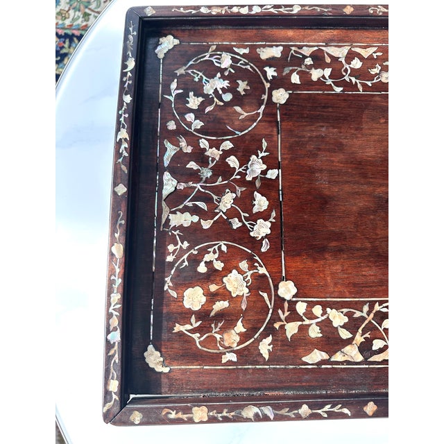 Antique Vietnamese Mother-of-Pearl Inlaid Hardwood Tray, C. 1880–1920 For Sale - Image 12 of 15