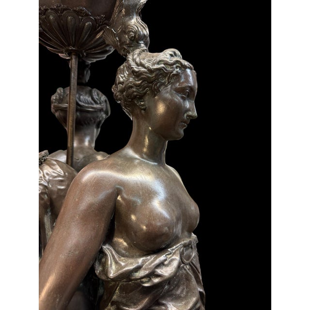 F. Barbedienne Foundry A Palatial French Patinated Bronze Sculpture of the Three Graces For Sale - Image 4 of 11