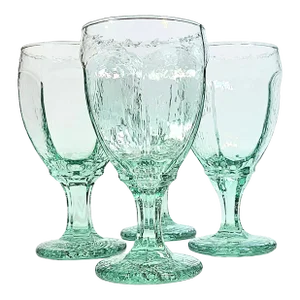 Icy Sea Glass Green Goblets- Set of Four
