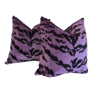Contemporary Le Tigre Rich Lavender Pillows- a Pair