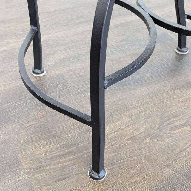 Metal Wrought Iron Bar Stool With Upholstered Seat For Sale - Image 7 of 8