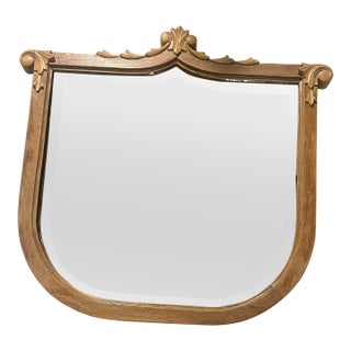 18th–Early 19th Century French Hand-Carved Wood Mirror Frame With Neoclassical Crest, Circa 1780–1820 For Sale