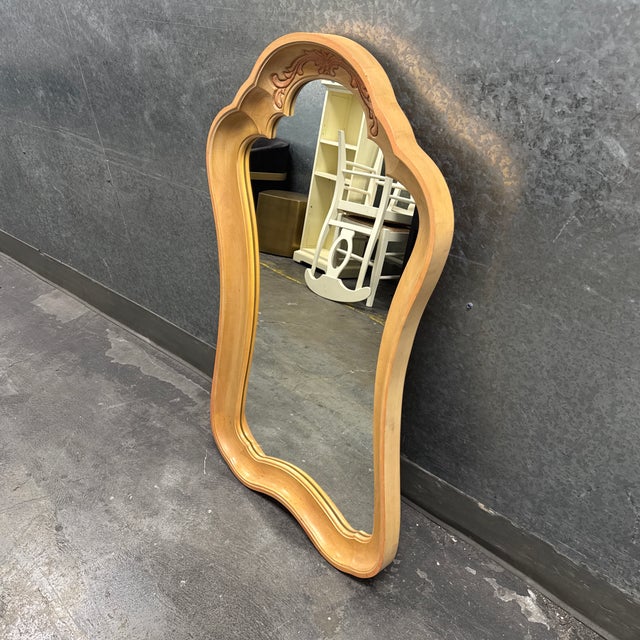French Pulaski Furniture Carved Wood Wall Mirror, Vintage For Sale - Image 3 of 12