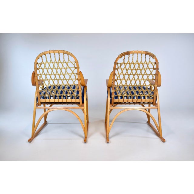 Wood Vintage Snowshoe Arm Chairs by SnoCraft, Norway Maine For Sale - Image 7 of 14