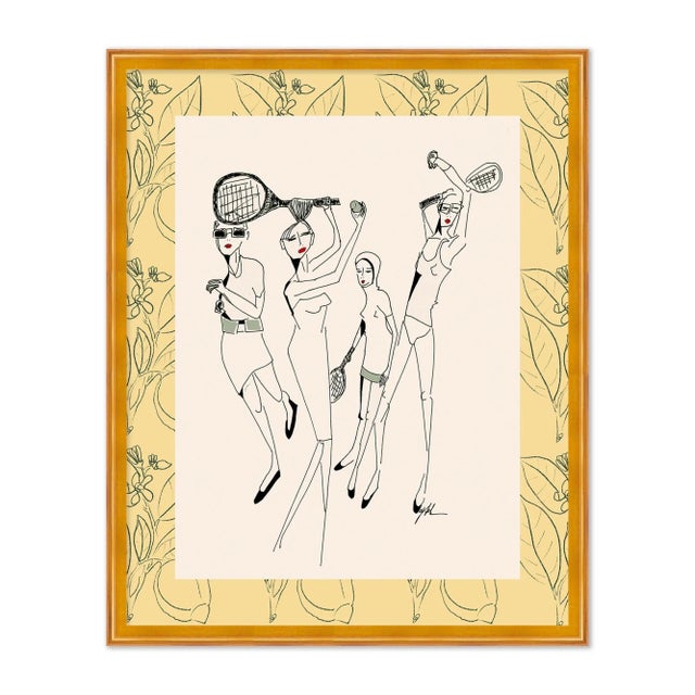 Contemporary Lemon Tennis by Carly Kuhn in Gold Frame, Large Art Print For Sale - Image 3 of 3