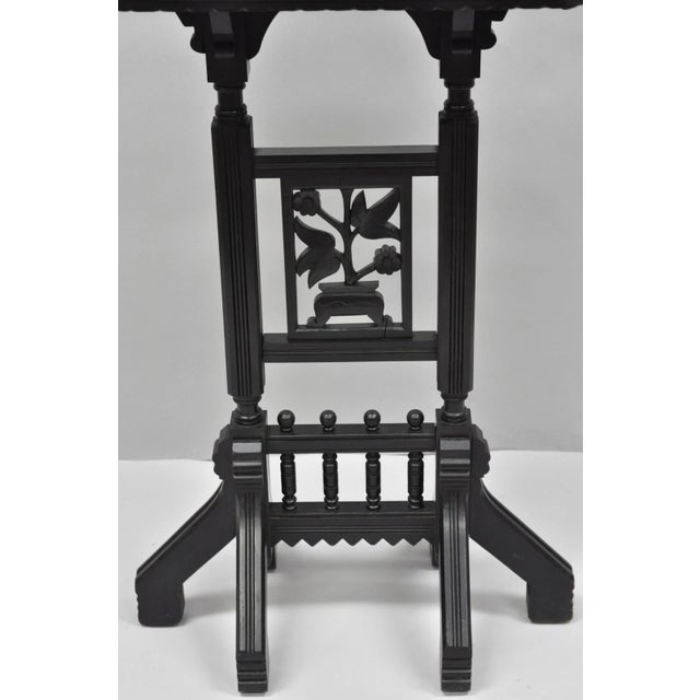 Antique Victorian Aesthetic Movement Black Ebonized 34" Plant Stand Side Table For Sale - Image 14 of 18