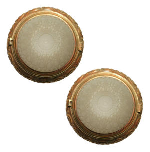 1930s Empire Style Bronze Dome Ceiling or Wall Light Fixtures, Pair