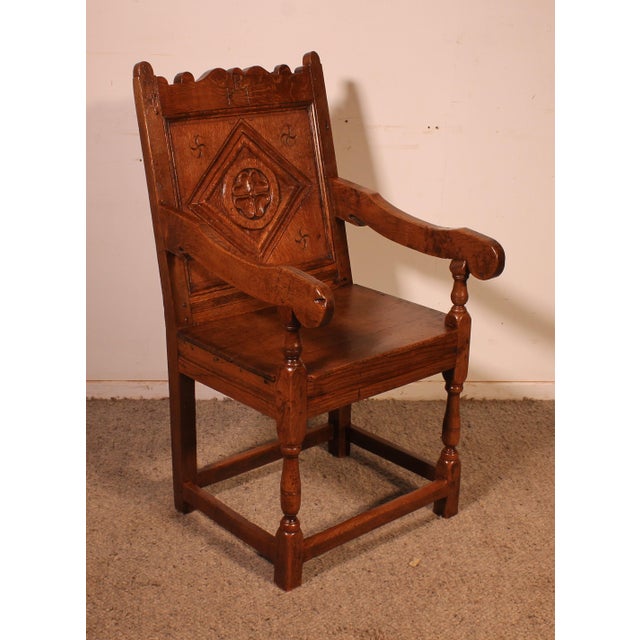 High-Back Armchair in Oak, 1800s For Sale - Image 11 of 11