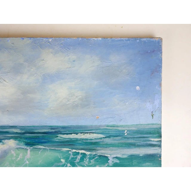 Rustic Vintage Mid 20th Century Rocky Seascape Painting For Sale - Image 3 of 8