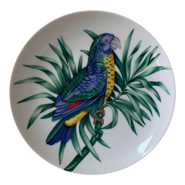 1980s Fitz and Floyd Fine Porcelain Parrot Plate For Sale