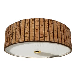 1960s Mid-Century Sears Circline Fluorescent Light Fixture With Cork Shade For Sale