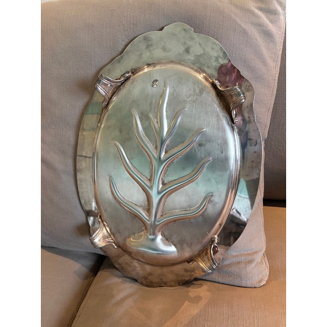 Silver Plated Oval Serving Tray For Sale In New York - Image 6 of 8