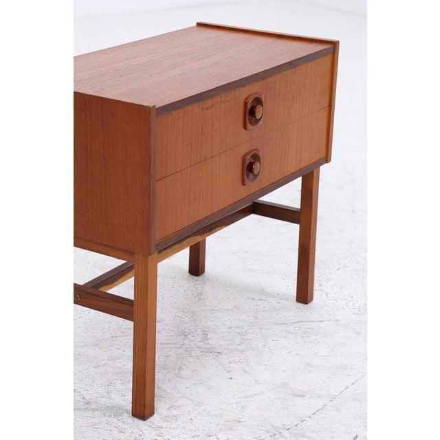 Product details beautiful teak bedside table from the 1960s features • vintage teak bedside table • two drawers with...