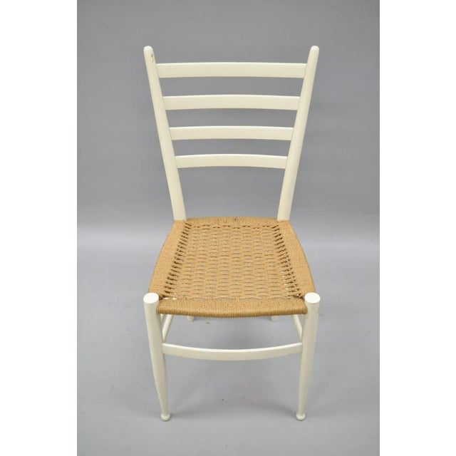 Mid 20th Century Vintage Italian Modern Woven Rope White Gio Ponti Style Side Chair For Sale - Image 11 of 11
