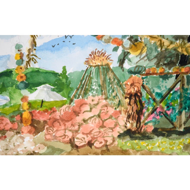 American Farm in Autumn With Pumpkins in Watercolor on Heavy Paper by Les Anderson For Sale - Image 3 of 7