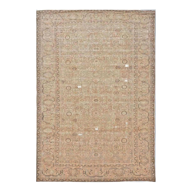 1930s Distressed Persian Malayer Wool 9x13 Beige, Taupe & Black Handmade Area Rug #1140267 For Sale