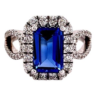 Natural Tanzanite Diamond Ring 14k Gold 5.08 TCW 5.52g Certified For Sale