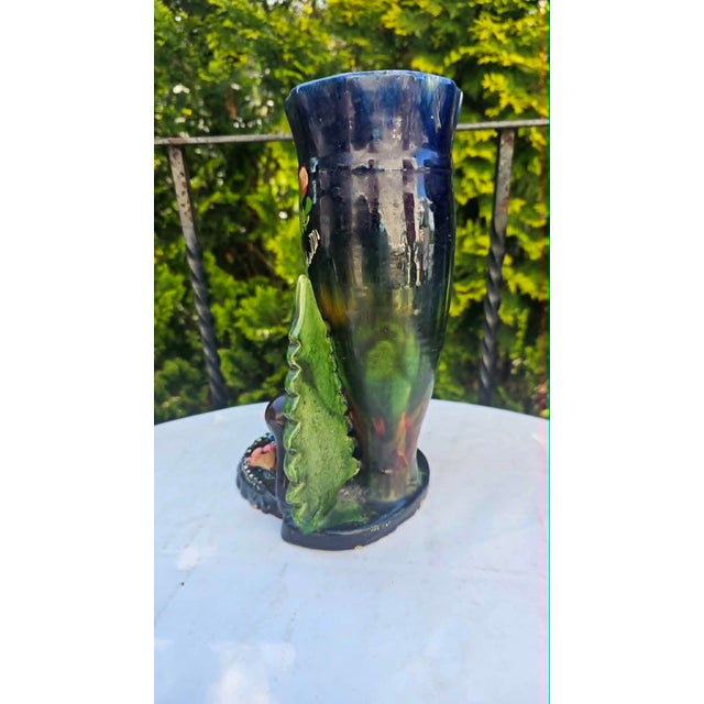 Ceramic Ceramic Vase with Deer, Birds, Flowers, 1960s For Sale - Image 7 of 11