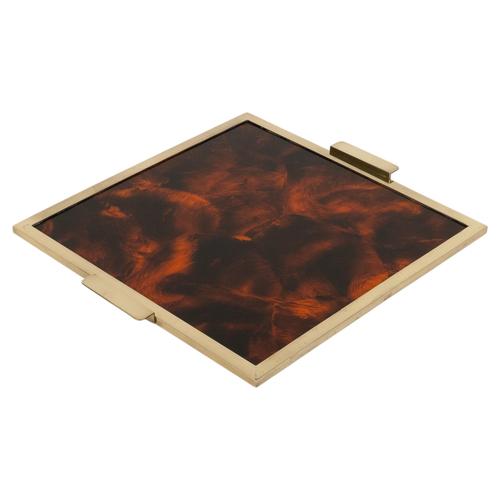 Faux Tortoiseshell and Brass Serving Tray in the style of Christian Dior, Italy, 1970s For Sale - Image 14 of 14