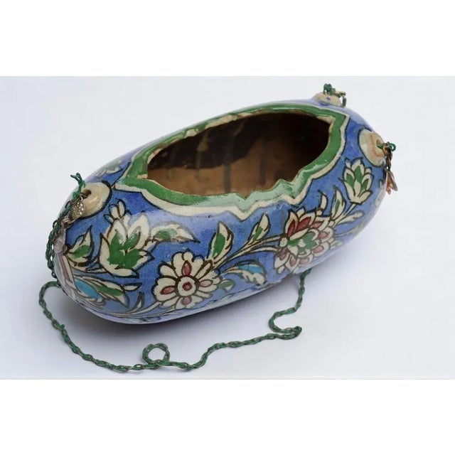 Blue Polychrome Kashkul Begging Bowl Pottery, 1950s For Sale - Image 8 of 18