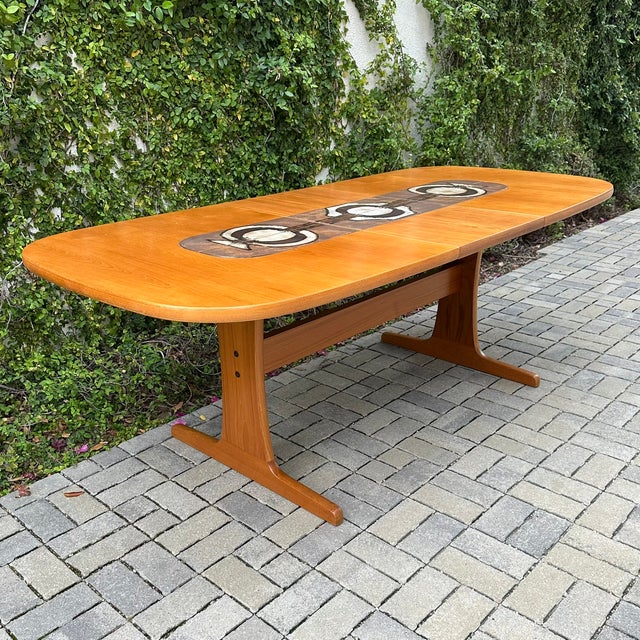 Vintage Danish Modern Teak & Tile Extension Dining Table by Gangso Mobler For Sale - Image 11 of 16