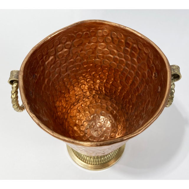 Metal Vintage Hammered Copper and Brass Champagne Bucket For Sale - Image 7 of 10