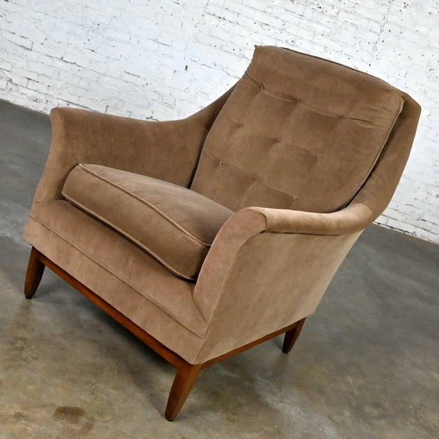 Mid-Century Modern Vintage Mid Century Modern Mocha Colored Velvet Club Lounge Chair Style of Dunbar For Sale - Image 3 of 12