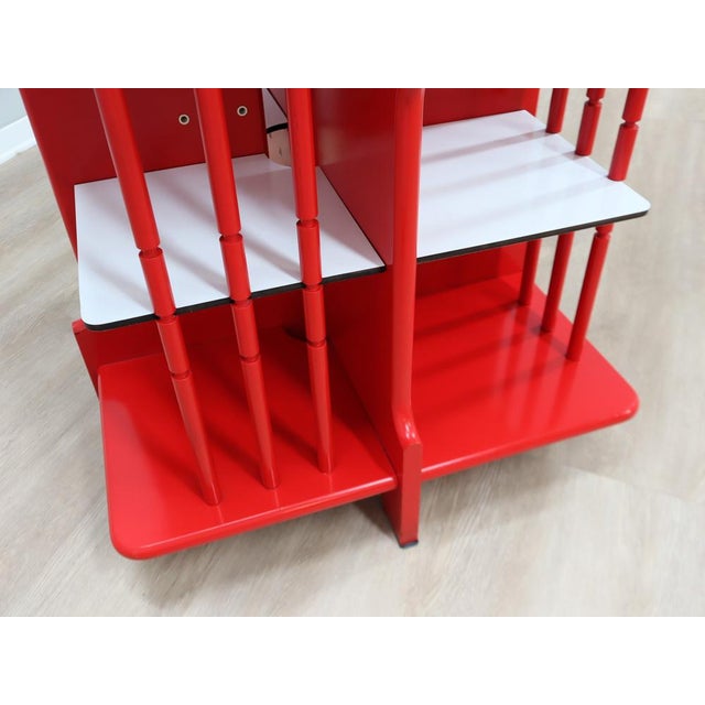 Vintage Italian Red Lacquered Wood Bookshelf, 1960s For Sale - Image 13 of 14