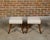 Pair of English 19th Century Oak Stools with Saber Legs and Custom Upholstery For Sale In Atlanta - Image 6 of 12