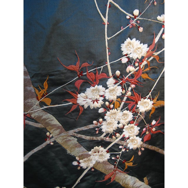 Japanese Silk Embroidery Panel Circa 1920 For Sale - Image 4 of 15