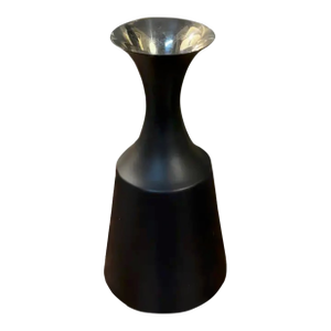 Vintage Metal Vase With Chrome Interior