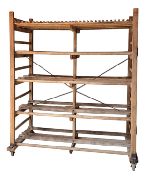 Vintage French Industrial Bakery Rack on Wheels