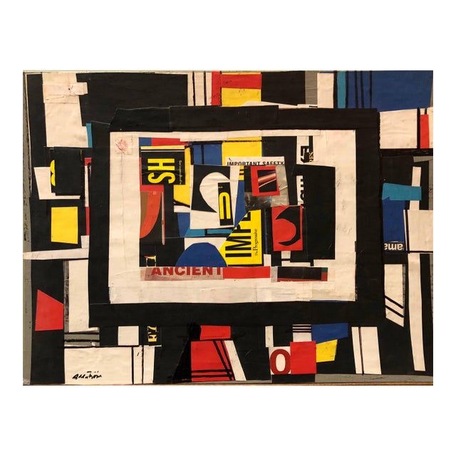 Ronald Ahlstrom, Abstract Mixed Media Torn Paper Collage Pop Expressionist Painting For Sale