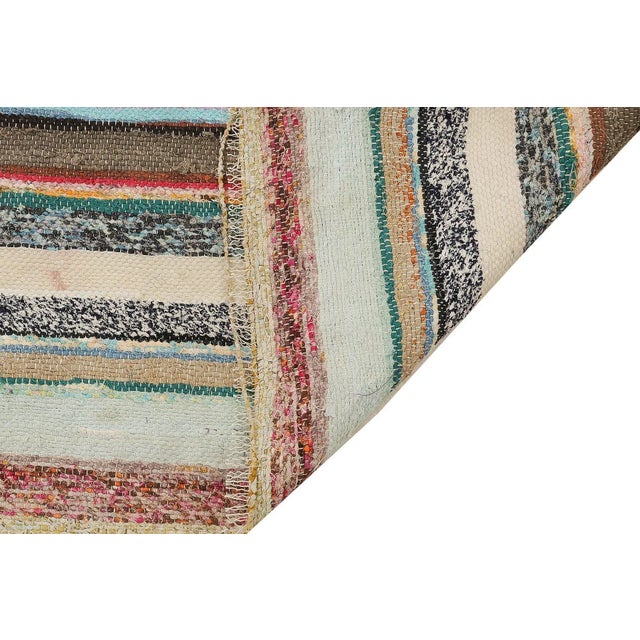 Mid 20th Century Mid 20th Century Striped Vintage Turkish Rag Runner For Sale - Image 5 of 7