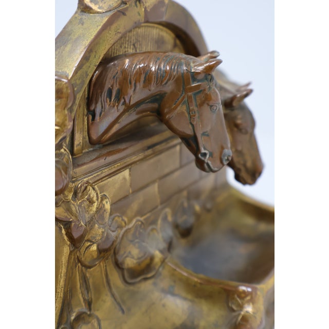 Early 20th Century Antique Jennings Brothers Equestrian Horse Desk Clock & Divided Tray, j.b. 282 For Sale - Image 5 of 18