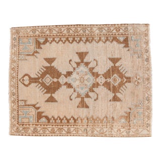 Vintage Distressed Hamadan Square Rug - 3'8" x 4'7" For Sale