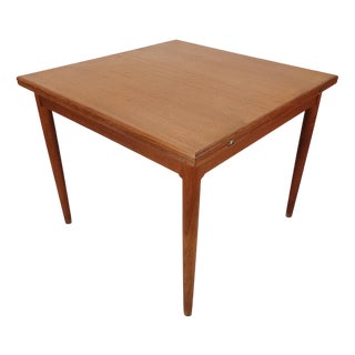 Scandinavian Extendable Square Teak Table, 1960s For Sale