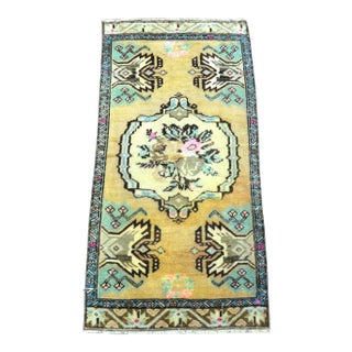 Vintage Floral Design Turkish Rug For Sale