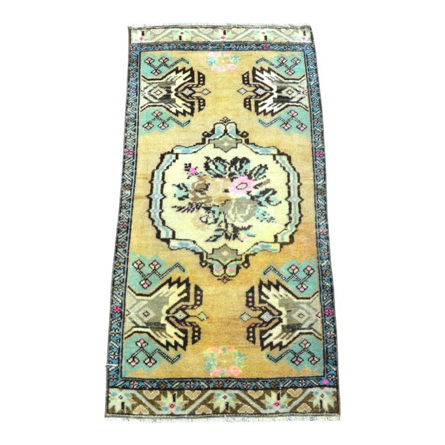 Vintage Floral Design Turkish Rug For Sale