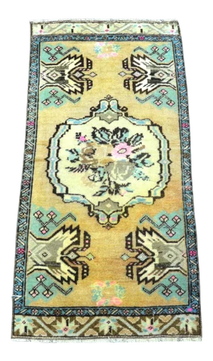 Vintage Floral Design Turkish Rug