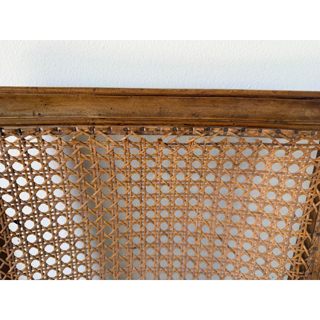 Brown Antique Italian Louis XVI–Style Wood & Cane Accent Chairs – A Pair For Sale - Image 8 of 12