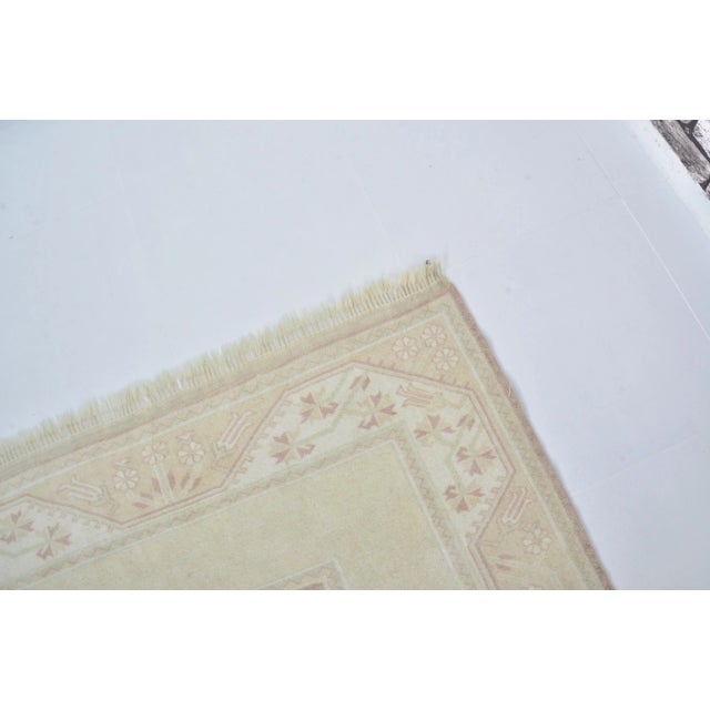 Beige 1960s Beige Vintage Natural Faded Handmade Wool Rug For Sale - Image 8 of 11